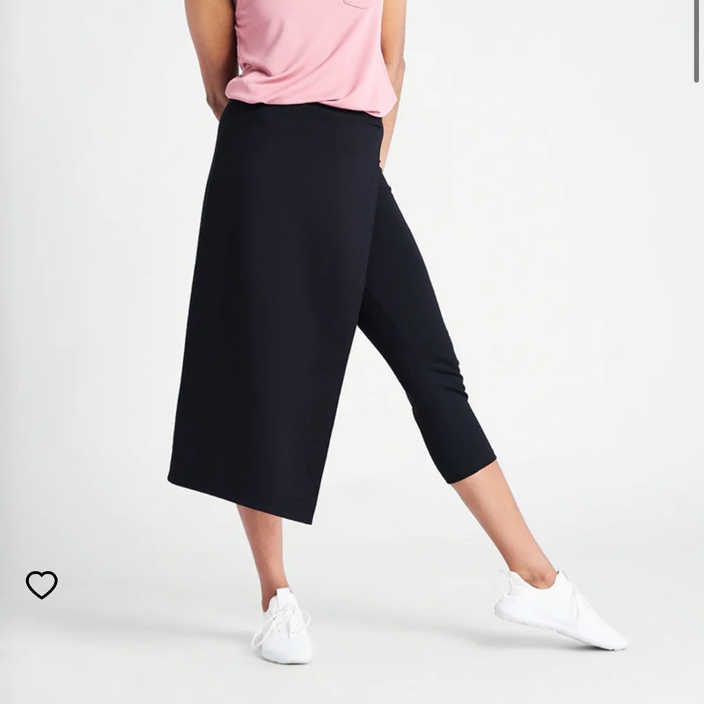 Betabrand Black 'The Sassiest Pants' Crop Pants with Skirt Overlay M long